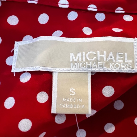 MICHAEL KORS dot print zip front red shirt / size S - Picture 12 of 14